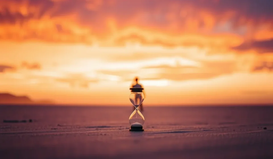 Homem contemplando o pôr do sol, simbolizando a vaidade da vida.