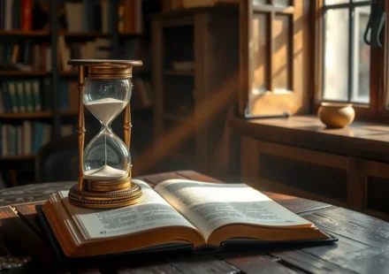 Eclesiastes 3:1: Entenda Por Que Tudo Tem Seu Tempo Determinado Ampulheta e Bíblia aberta em Eclesiastes 3:1, simbolizando o tempo determinado por Deus.