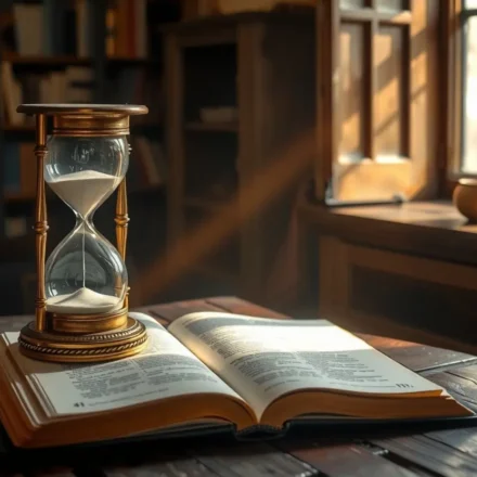 Eclesiastes 3:1: Entenda Por Que Tudo Tem Seu Tempo Determinado Ampulheta e Bíblia aberta em Eclesiastes 3:1, simbolizando o tempo determinado por Deus.