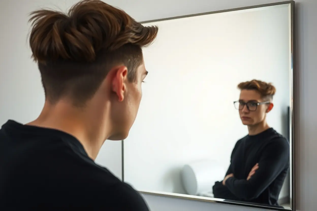 Pessoa refletindo sobre o ego e a negação pessoal.