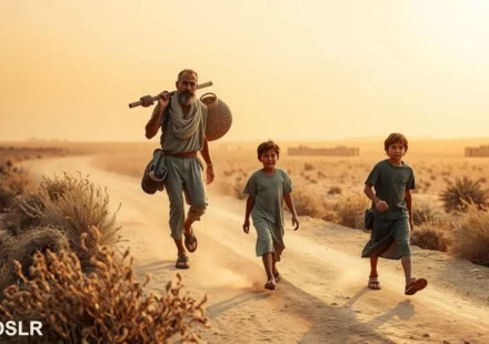 Família antiga migrando em busca de alimento