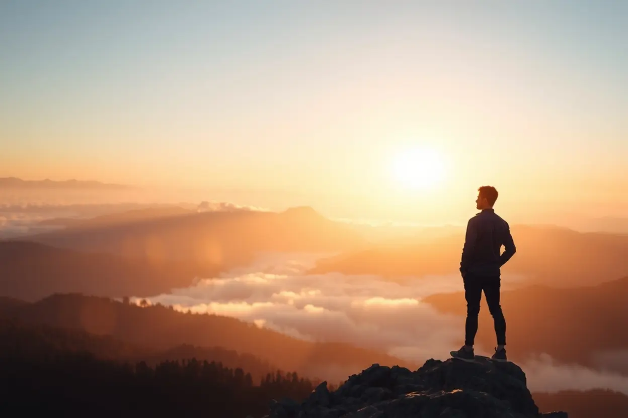 Pessoa em montanha, esperança no significado de Daniel 2:28