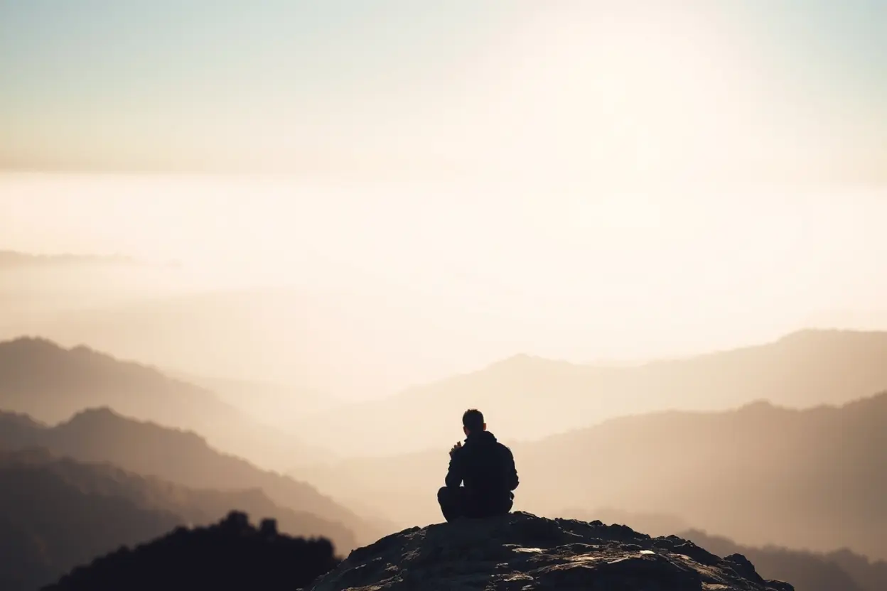 Pessoa em contemplação, esperando no Senhor com fé e paciência.