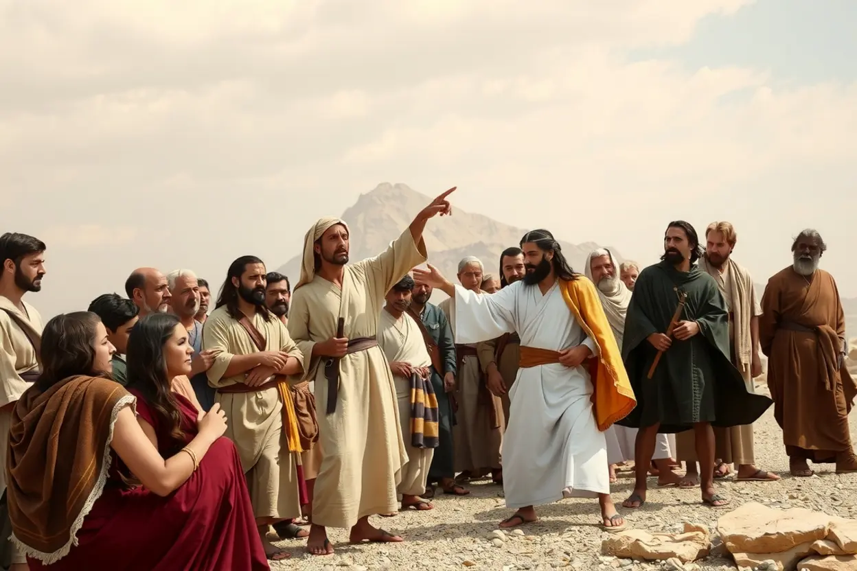 Israelitas ouvindo o relatório dos espias em Kadesh-Barnea.