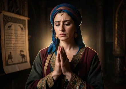 O Jejum de Ester de 3 Dias: Uma Análise Bíblica Profunda e Seus Princípios Mulher orando em um cenário antigo, simbolizando o jejum de Ester.