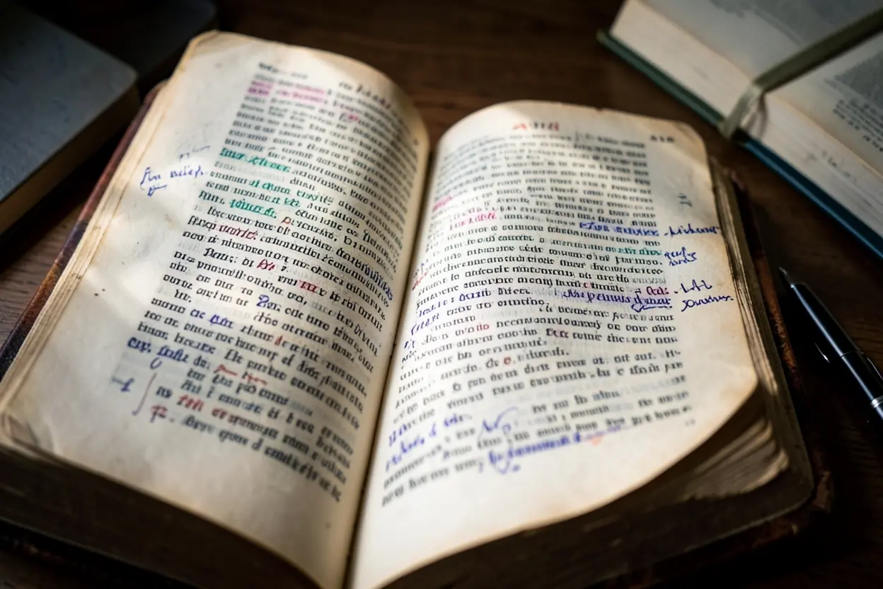 Estudo Aprofundado da Bíblia Bíblia aberta para estudo e anotações