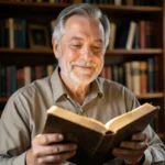 Confiança em Deus: Guia Essencial para Ensinar Crianças a Crer e Descansar Homem sábio com Bíblia aberta