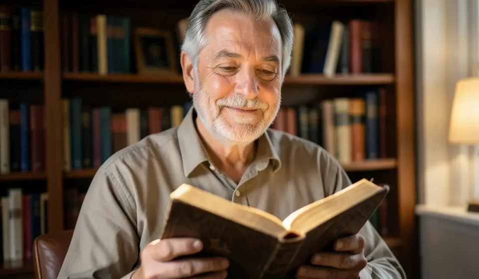 Homem sábio com Bíblia aberta