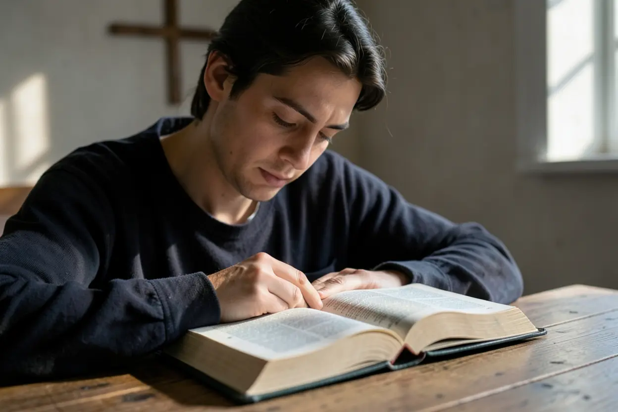Pessoa estudando a Bíblia sobre o perdão