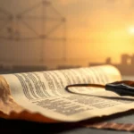 Estudo bíblico sobre Tito 1:5, com pergaminho e pena.