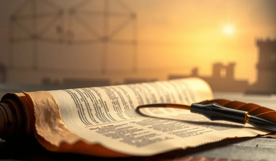 A Ordem Divina em Tito 1:5: Liderança e Estrutura Eclesiástica Estudo bíblico sobre Tito 1:5, com pergaminho e pena.