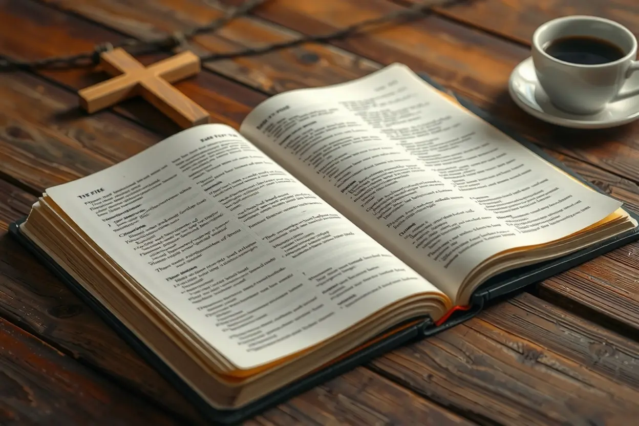 Bíblia aberta em uma mesa, representando o ensino bíblico.