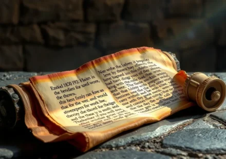 Pergaminho antigo com Ezequiel 18:20, estudo bíblico