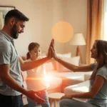 Família orando pela proteção espiritual do lar