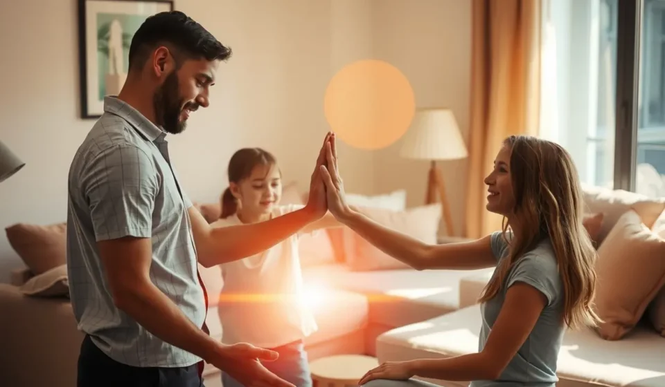 Família orando pela proteção espiritual do lar