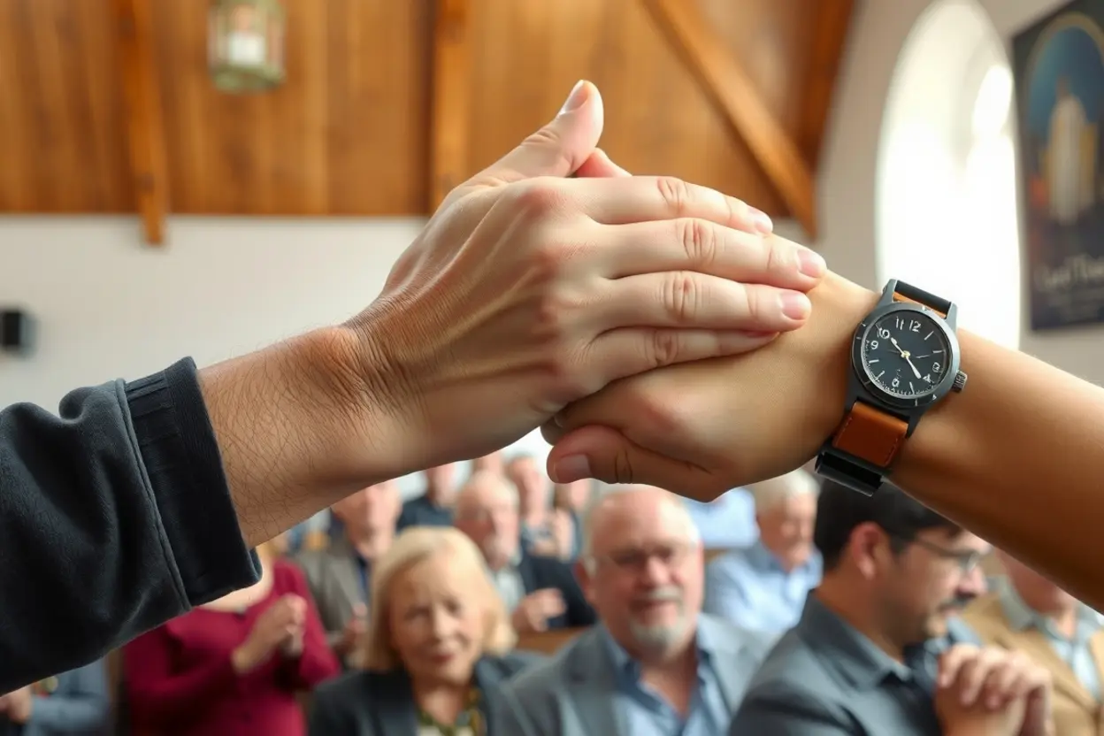Mãos unidas simbolizando fé e amor em comunidade