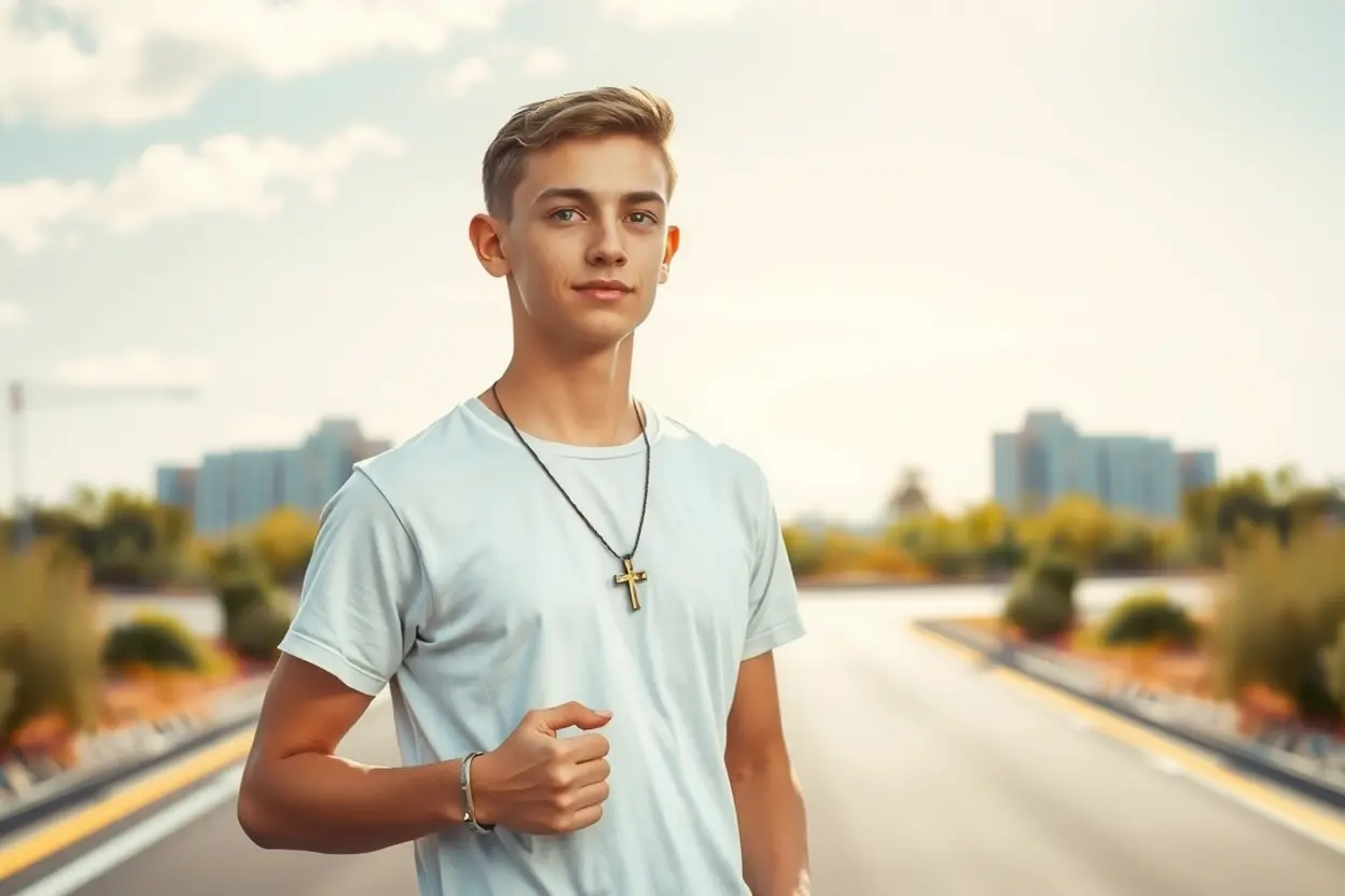 Jovem cristão refletindo sobre os **fundamentos da fé para adolescentes** e seu propósito.