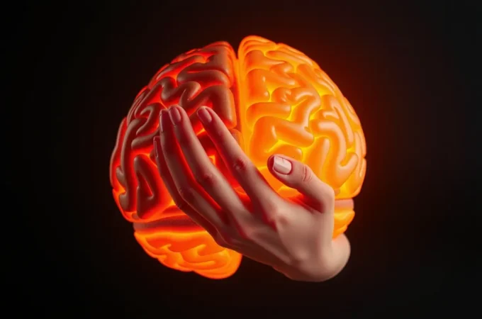 Cérebro dividido entre caos e paz, simbolizando o governo das emoções pelo Reino de Deus.