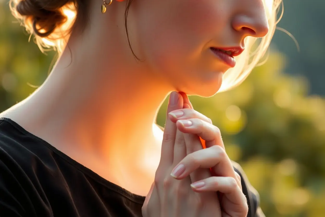 Pessoa em oração, simbolizando gratidão e votos a Deus.