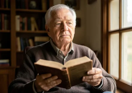 Jó 1:1: O Que Significa Ser Íntegro e Reto Hoje? Homem sábio estudando a Bíblia sobre integridade e retidão