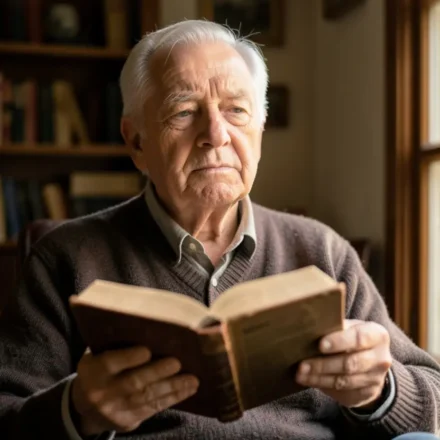 Jó 1:1: O Que Significa Ser Íntegro e Reto Hoje? Homem sábio estudando a Bíblia sobre integridade e retidão