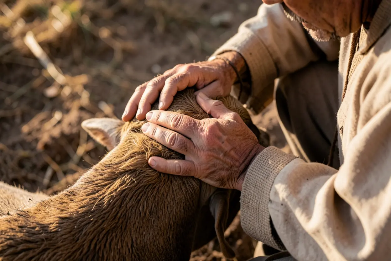 Identificação pelo Sacrifício Homem impondo as mãos sobre o sacrifício