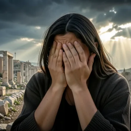 Mulher em lamento, Jerusalém em ruínas, esperança divina.