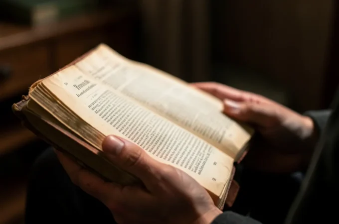 A Cura Prometida em Isaías 53:5 – Além das Feridas Visíveis Mãos segurando a Bíblia aberta em Isaías 53:5.