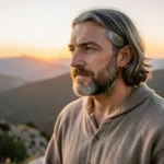 Jesus Cristo em um amanhecer, representando a essência da fé cristã.