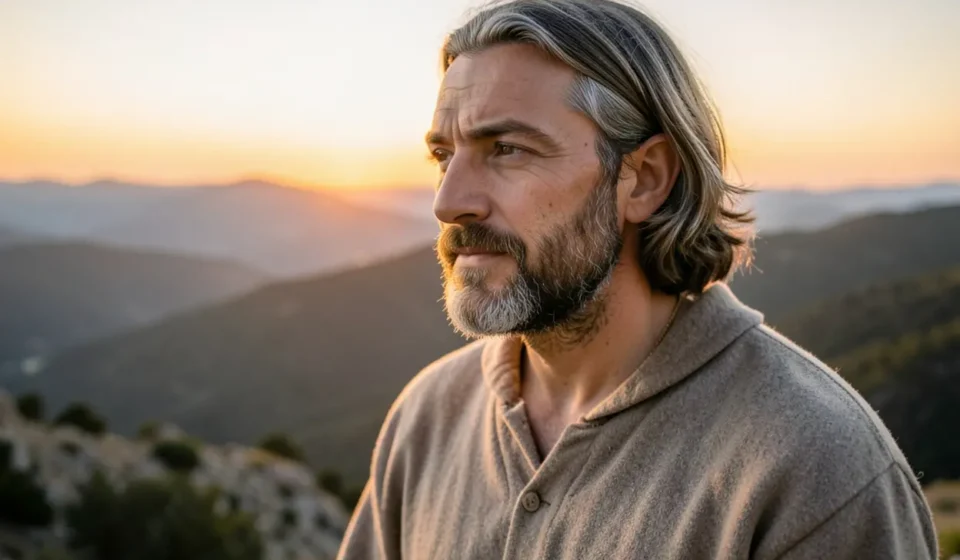 Jesus Cristo em um amanhecer, representando a essência da fé cristã.