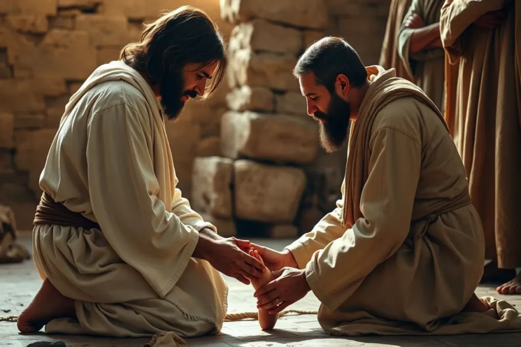 Jesus lavando os pés, exemplo de serviço.