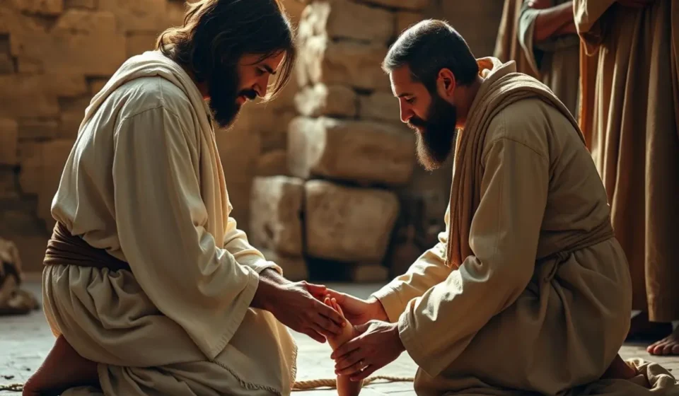 Jesus lavando os pés, exemplo de serviço.