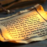 Pergaminho antigo com texto bíblico de Jó 1:6.