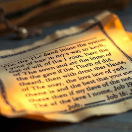 Pergaminho antigo com texto bíblico de Jó 1:6.