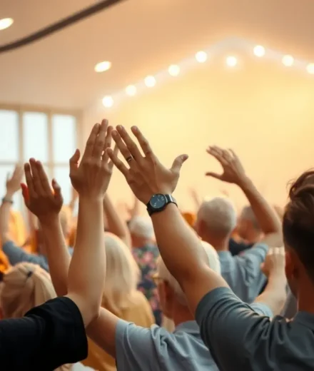 Explicação de Joel 2:28: O Derramamento do Espírito em Nossos Dias Pessoas diversas em adoração, recebendo o derramamento do Espírito.