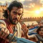 Josué liderando o povo de Israel com Jericó ao fundo.