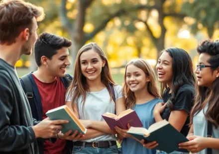 Formação de Caráter Cristão Juvenil: Guia Essencial para uma Fé Firme Grupo de jovens cristãos discutindo a Bíblia em um parque.