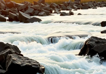 Rio poderoso simbolizando o juízo divino.