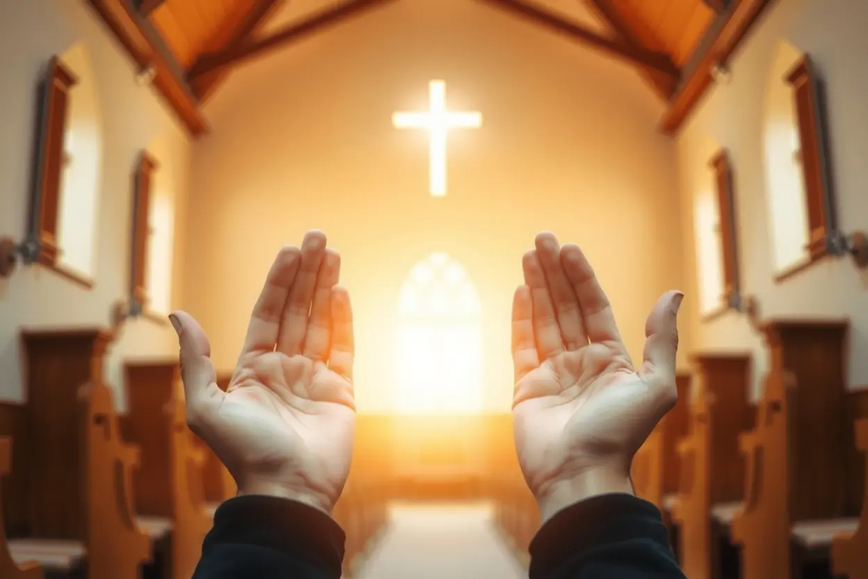 Mãos abertas recebendo a graça de Deus