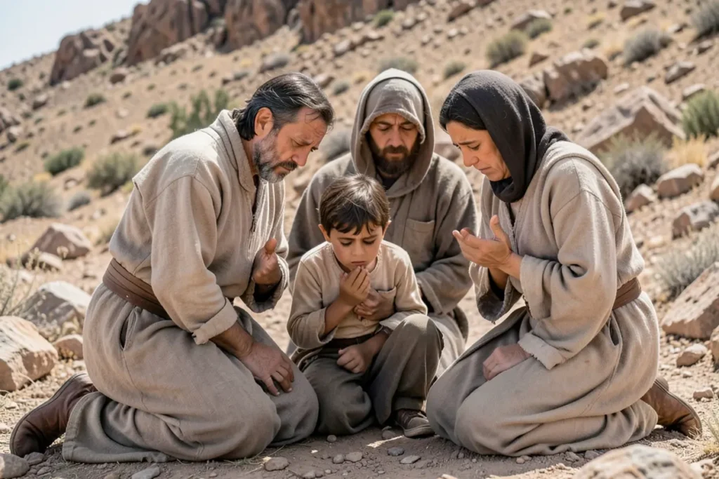 Família israelita lamentando em Boquim