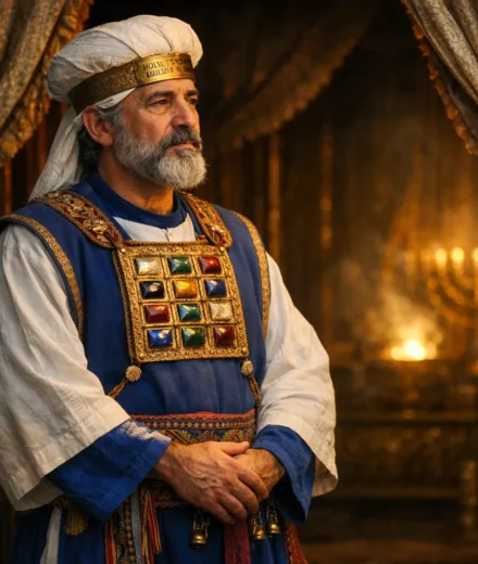 Imagem de um levita no Tabernáculo, simbolizando a consagração e a primazia no serviço divino.
