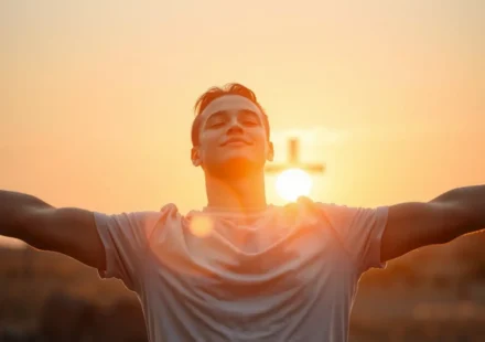 Libertação na Cruz de Cristo: Sua Vitória Completa e Eterna Pessoa em paz diante da cruz de Cristo