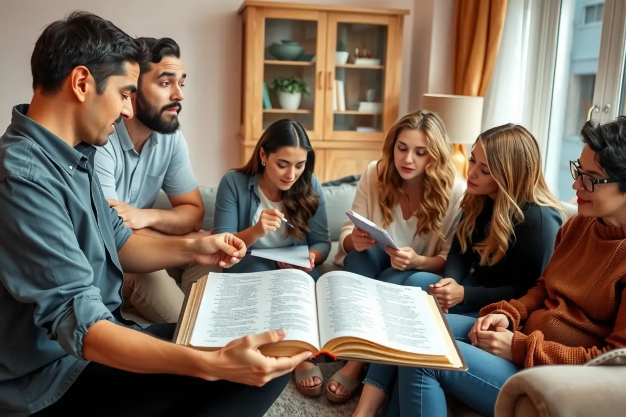 Grupo de pessoas estudando a Bíblia, representando a aplicação do dever sacerdotal na liderança atual.