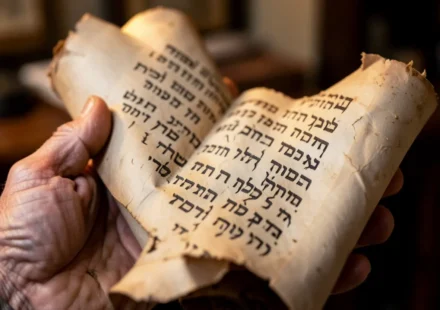 Malaquias 2:7: A Inegociável Responsabilidade do Sacerdote Bíblico Pergaminho com texto hebraico, simbolizando o dever do sacerdote.