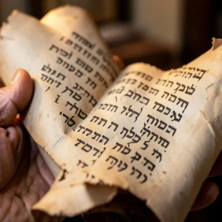 Pergaminho com texto hebraico, simbolizando o dever do sacerdote.