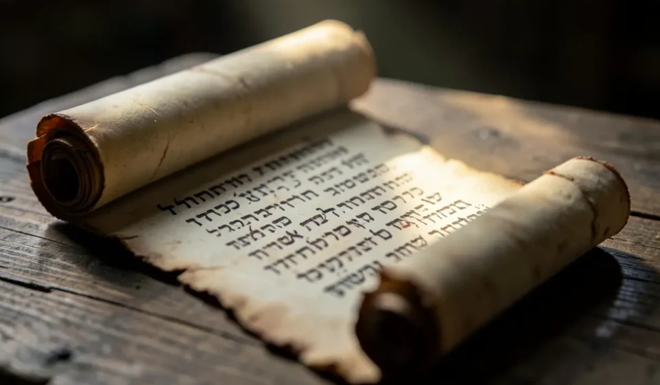 Antigo pergaminho com Miqueias 2:1 estudo bíblico