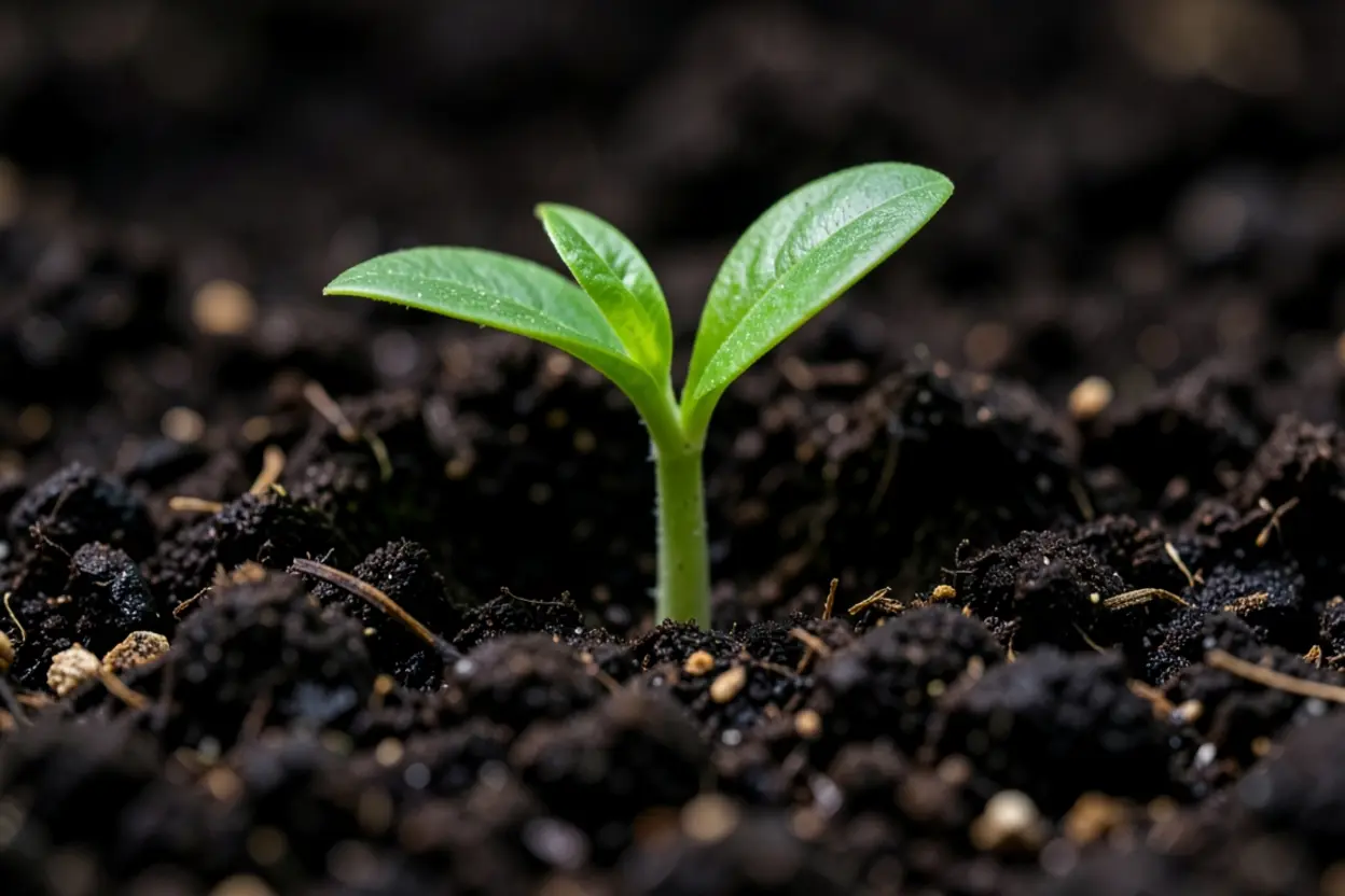 Semente brotando da terra, ilustrando o dia da morte é melhor que o do nascimento