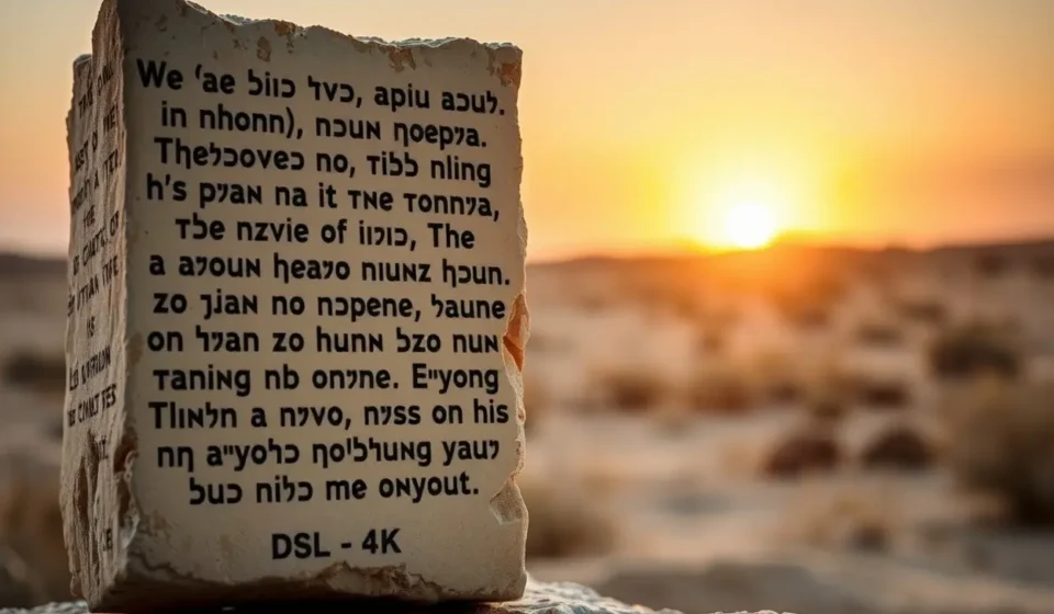 Estudo bíblico Naum 1:3 em tábua de pedra antiga