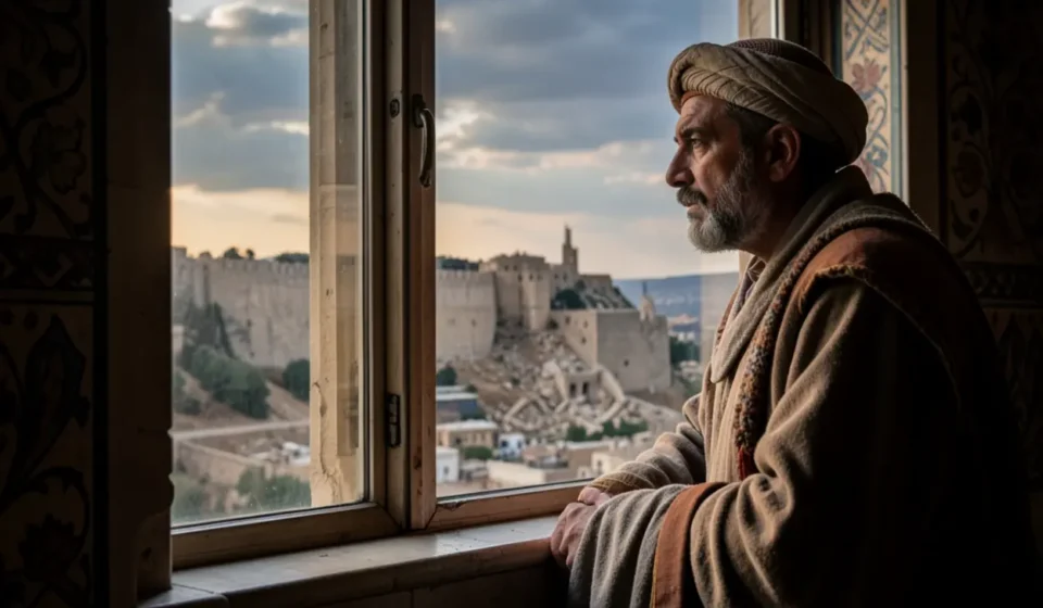 Neemias em Susã orando por Jerusalém
