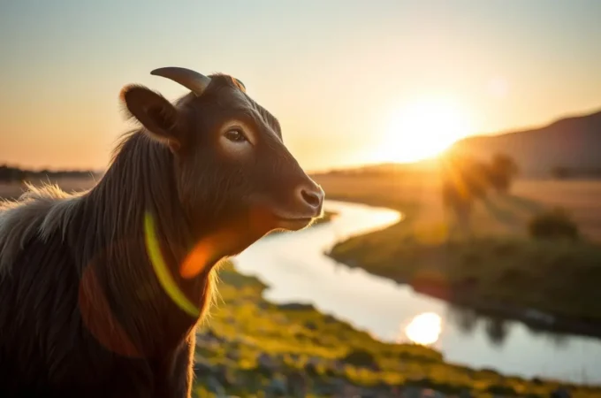 Pastor com cajado em vale verde com ovelhas